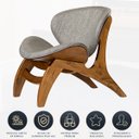 Ver imagem 5 de Kit 2 Poltronas Estofada Decorativa Pérola 76 X 72 Cm Madeira Maciça Imbuia Linho Cinza L55