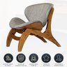 Kit 2 Poltronas Estofada Decorativa Pérola 76 x 72 Cm Madeira Maciça Imbuia Linho Cinza L55 - 5