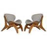 Kit 2 Poltronas Estofada Decorativa Pérola 76 x 72 Cm Madeira Maciça Imbuia Linho Cinza L55 - 1