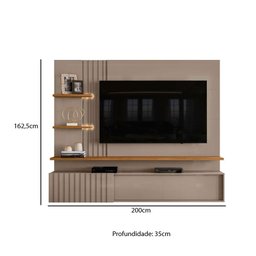 Rack com Painel Atena para TV de 65 Pol Fendi Natural - 4