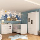 Ver imagem 2 de Quarto de Bebê Completo com Berço 3 em 1 com Colchão Incluso Brisa Multimóveis Mp4541 Branco