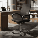 Ver imagem 2 de Cadeira Escritório Giratória Ergonômica com Base Cromada - Preto - Algodão