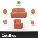 Ver imagem 3 de Kit 2 Poltrona com Sofá Curvo 2 Lugares Feijão Forma Orgânica 1,50 Bouclé Maranata