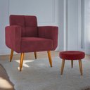 Ver imagem 1 de Conjunto de Poltrona e Puff Decorativos Miller Veludo Vinho