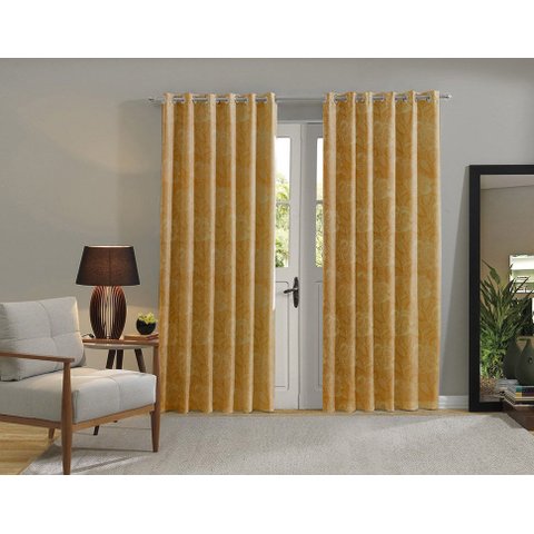 Cortina Jacquard Sala Quarto e Escritório P/ Varão 2 metros Cor:Gold