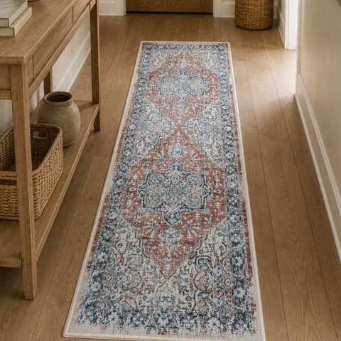 Passadeira Antiderrapante Corredor Persa Belga Classico Miro:05 Vermelho/0,60x1,80m