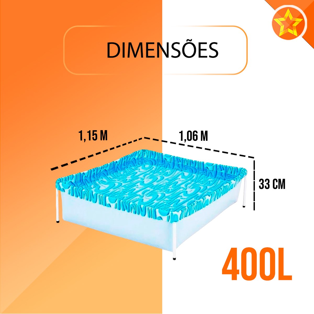 Piscina Mor 400 Litros Infantil com Válvula de Deságue Azul - 3