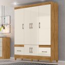 Ver imagem 1 de Guarda Roupa Casal Ambiente Ms912 6 Portas Freijó Off White - Moval