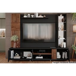 Estante para Sala Riviera TV até 60 Polegadas c/ 3 Portas e 7 Prateleiras Grafite/Nature - Permó - 4