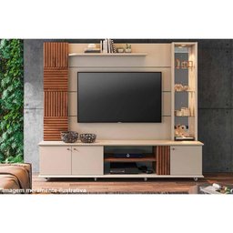 Estante para Sala Riviera TV até 60 Polegadas c/ 3 Portas e 7 Prateleiras Grafite/Nature - Permó - 8