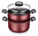 Ver imagem 2 de Panela a Vapor Cozivapor 3 em 1 Antiaderente 3,2 L Cereja Mta