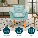 Ver imagem 2 de Poltrona Decorativa Confortável para Sala Quarto Recepção Escritório Manicure Alice Tecido Linho