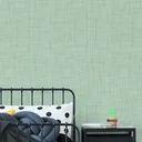 Ver imagem 1 de Papel de Parede Adesivo Linho Verde Lavável Fosco 3m