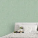 Ver imagem 2 de Papel de Parede Adesivo Linho Verde Lavável Fosco 3m