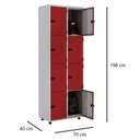 Ver imagem 2 de Armário Roupeiro Aço 8 Portas Guarda Volume Ea702 Vermelho