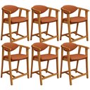 Ver imagem 1 de Kit 06 Banquetas Baixa Cozinha Sala de Jantar Bancada Cecília L02 Tecido Terracota - Lyam Decor