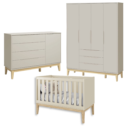 Quarto de Bebê Completo Classic Elfe Areia Madeira Natural