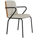 Ver imagem 1 de Cadeira Estofada para Sala de Jantar com Braço Loft Preto C01 Bouclê Vanilla Courino Caramelo - Lyam