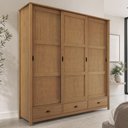 Ver imagem 1 de Guarda Roupa Casal Mazzaro F06 3 Portas de Correr 3 Gavetas Madeira Maciça Freijó Lyam Decor