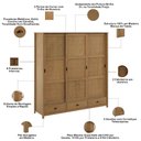 Ver imagem 3 de Guarda Roupa Casal Mazzaro F06 3 Portas de Correr 3 Gavetas Madeira Maciça Freijó Lyam Decor