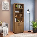 Ver imagem 4 de Livreiro 5 Prateleiras C/ Portas Pequenas Office Freijó