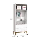 Ver imagem 3 de Dormitório Infantil Classic 2 Portas, Cômoda, Berço Branco com Pés Amadeirado e Colchão D18 - Reller