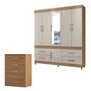 Ver imagem 1 de Cômoda Astral e Guarda Roupa Casal Guarujá Amêndola Off White - Demóbile