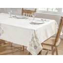 Ver imagem 1 de Toalha de Mesa Bordada 2,20M x 1,40M Dália Palha e Lilás