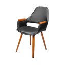 Ver imagem 1 de Cadeira Dortmund Courino Preto com Base Madeira - 72761