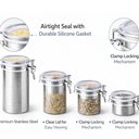 Ver imagem 4 de Kit 4 Potes Porta Mantimentos Inox Hermetico Conjunto Tampa Vedaçao Cafe Alimentos Premium Completo