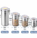 Ver imagem 5 de Kit 4 Potes Porta Mantimentos Inox Hermetico Conjunto Tampa Vedaçao Cafe Alimentos Premium Completo