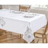 Toalha de Mesa Bordada 2,20M x 1,40M Dália Branco e Lilás - 1