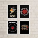 Ver imagem 2 de Kit 4 Quadros Bandas de Rock 45x34cm:madeira Branca