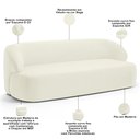 Ver imagem 4 de Sofá 3 Lugares Curvo Orgânico para Sala Living 180cm Barolo L06 Veludo Bege - Lyam Decor