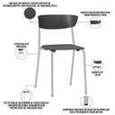 Ver imagem 3 de Kit 02 Cadeiras Empilhável Fixa Atom F02 Base Aço Cinza Preto - Lyam Decor
