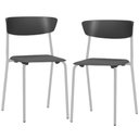 Ver imagem 1 de Kit 02 Cadeiras Empilhável Fixa Atom F02 Base Aço Cinza Preto - Lyam Decor