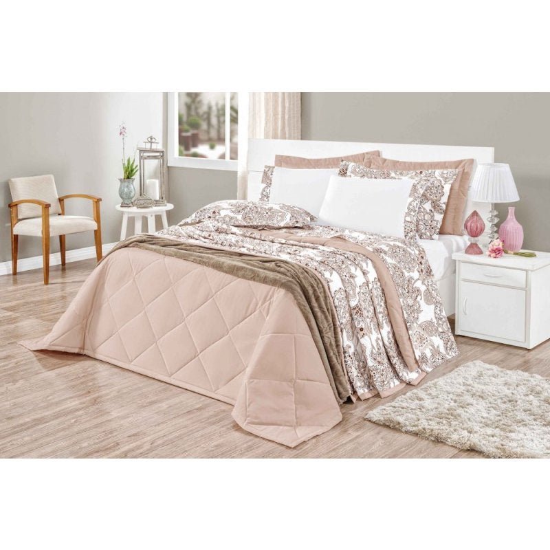 Edredom Belagio Casal Queen 3 Peças Rosa Antigo Menor preço em Edredom Belagio Casal Queen 3 Peças Rosa Antigo