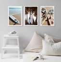 Ver imagem 2 de Kit 3 Quadros Coleção Praia - Pranchas Surf 24x18cm:madeira Branca