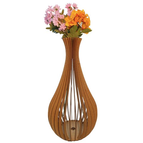 Vaso de Chão Decorativo Grande Gotas de Orvalho Mdf:mdf Cru/75x40cm