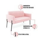 Ver imagem 7 de Sofá Namoradeira e 2 Poltronas Pé de Ferro Preto Marisa Suede D03 - D'Rossi Cor Rosa Bebê