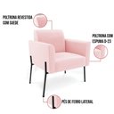 Ver imagem 2 de Sofá Namoradeira e 2 Poltronas Pé de Ferro Preto Marisa Suede D03 - D'Rossi Cor Rosa Bebê