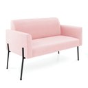 Ver imagem 4 de Sofá Namoradeira e 2 Poltronas Pé de Ferro Preto Marisa Suede D03 - D'Rossi Cor Rosa Bebê