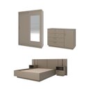 Ver imagem 2 de Kit Guarda Roupas 2 Portas, Cama Casal e Complementos de Quarto Araçá CabeCasa MadeiraOriginals Cinza/Fendi