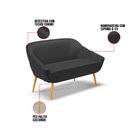Ver imagem 5 de Kit 01 Namoradeira 02 Lugares e 02 Poltronas Giovana Corino Preto Pés Palito Castanho - D’Rossi