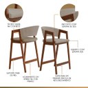 Ver imagem 4 de Kit 3 Banquetas Alta para Bancada de Cozinha Ravena Madeira Maciça Pinhão Suede Bege Ccs