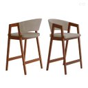 Ver imagem 2 de Kit 3 Banquetas Alta para Bancada de Cozinha Ravena Madeira Maciça Pinhão Suede Bege Ccs