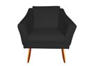 Ver imagem 3 de Kit Namoradeira + 1 Poltrona Decorativa Agatha Couro Preto Pés Madeira Ms Decor
