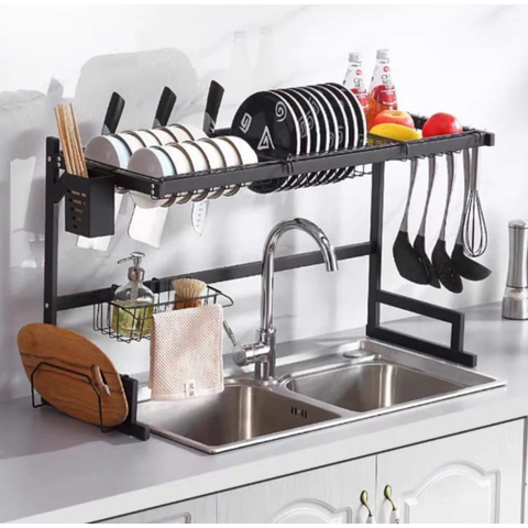 Escorredor Organizador de Louça 65 Cm Cozinha Pia Autossustentavel Cor Preto