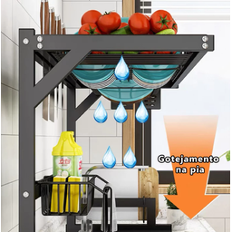 Escorredor Organizador de Louça 65 Cm Cozinha Pia Autossustentavel Cor Preto - 3