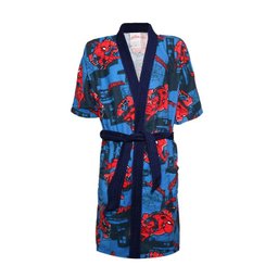 Roupão aveludado infantil homem aranha azul lepper tamanho M - 1